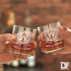 DADDY FACTORY Personalized Whiskey Glass, Engraved Monogram Rocks Cocktail Glass, 10.25 oz Custom Bourbon Gift For Men