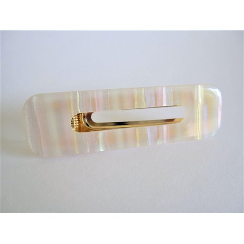 Generic 2 1/2 inch pearly white iridescent open alligator hair clip barrette