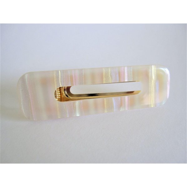 Generic 2 1/2 inch pearly white iridescent open alligator hair clip barrette