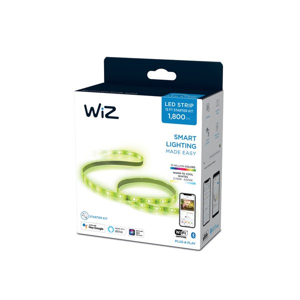 WiZ Connected 13f LED Light Strip Base Kit + Extension - Flowing Multicolor LED Color-Changing Light Strip For Your Smart Home - Compatible with Alexa and Google Home Assistant
