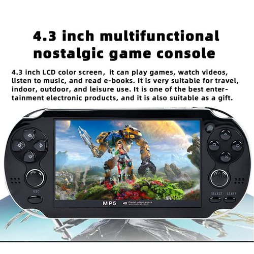 CZT Handheld Game Console 4.3 inch Double Joystick 8GB Build in 2200 Retro Game Video Game Console Arcade Multiple Emulator Mini Portable Game Player MP3/4 TV Out Gifts for Children/Men(Black)