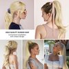 Caliee Long Ponytail Extension Real Hair 90G 22Inch 60A Platinum Blonde Hair Extensions Soft Silky Straight Clip on Wrap Around Ponytail Human Hair One Piece Hairpiece for Women