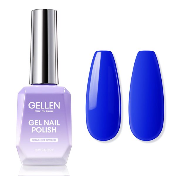 Gellen Gel Nail Polish, 18ml Electric Blue Gel Polish Soak Off UV LED Nail Gel Polish Nail Art Starter Manicure Salon DIY at Home Valentines Gift, 0.6 OZ
