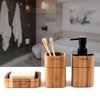 Lunavita Bathroom Accessories Set 3 Piece Bath Ensemble Includes Soap Dispenser, Bathroom Tumbler, Soap Dish Accessories for Decorative Countertop and Housewarming Gift,Acacia Wood