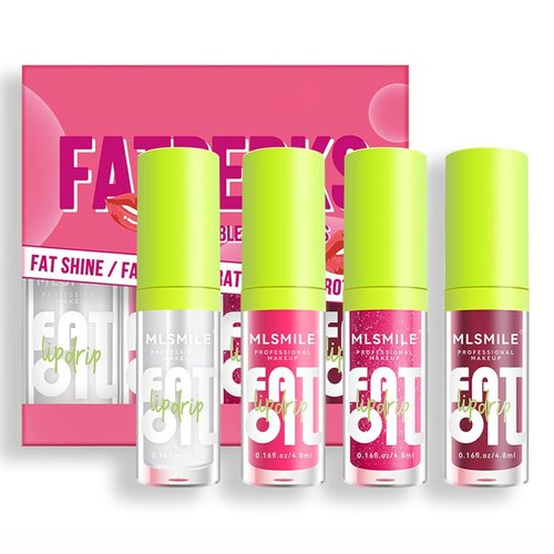 Tiejdhr 4 Colors Lip Oil Lip Glaze, Hydrating Lip Glow Oil Big Brush Head Shiny Moisturizing Lip Gloss, Long Lasting Non-sticky Fresh Transparent Tinted Plumping Lip Oil- Set A