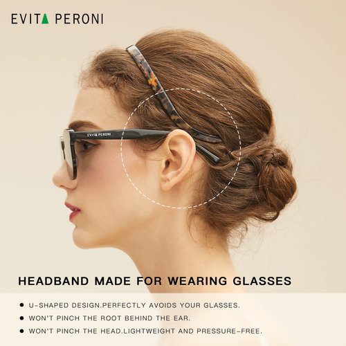 EVITA PERONI Hair Band Designed for Eyewear No Pressure, No Headache, Comfortable Headbands for Women Fashion Thin Headbands Non Slip, Head Bands for Women's Hair-Tortoise