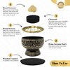 New Age Imports, Inc. India Small Decorated Brass Charcoal Screen Incense Burner with Wooden Coaster