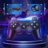 Powerextra PS-3 Wireless Controller for PS-3, 2 Pack High Performance Gaming Controller with Upgraded Joystick Double Shock for Play-Station 3 (Black and Blue)