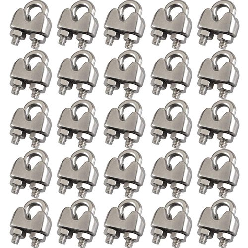 Cozihom 3/16 Inch M4 Wire Rope Cable Clip Clamp, 304 Stainless Steel, U Bolt Saddle Fastener, 25 Packs