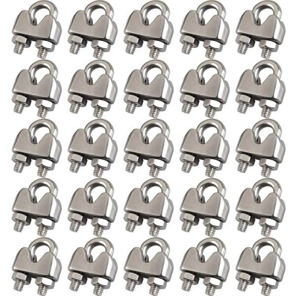 Cozihom 3/16 Inch M4 Wire Rope Cable Clip Clamp, 304 Stainless Steel, U Bolt Saddle Fastener, 25 Packs