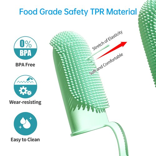 Pijaborg 2 Pack Toothbrush for Dog, Finger Toothbrush Kit, 135ºSurround Bristles for Easy Teeth Cleaning, Double-Finger Toothbrush Dental Care for Puppies, Cats and Small Pets