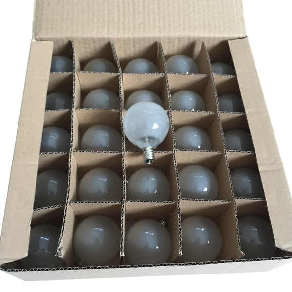 EZLS Box of (25) Frosted G50 Globe Light replacement Bulbs