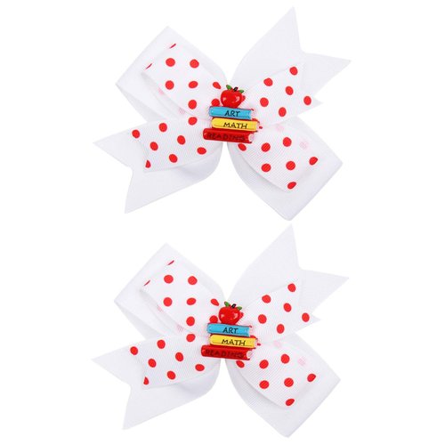 Girl School Hair Bow Back to School Hair Clip Hair Pin School Hair Accessories 2 Pack TSFJ55 (White)