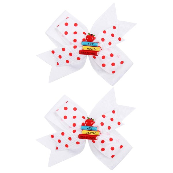 Girl School Hair Bow Back to School Hair Clip Hair Pin School Hair Accessories 2 Pack TSFJ55 (White)