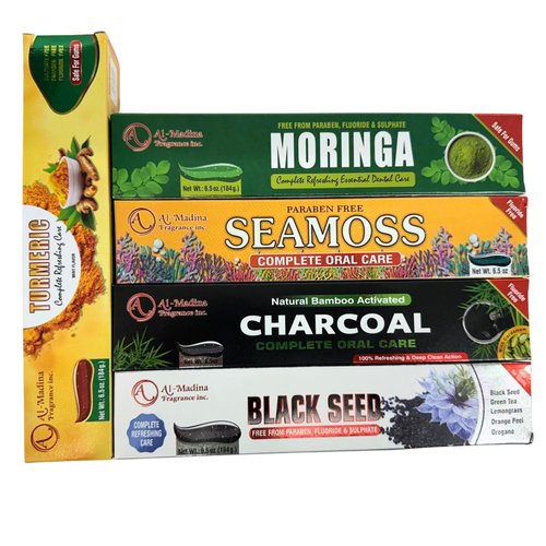 Ultimate Toothpaste Combo - Seamoss, Moringa, Charcoal, Black Seed & Turmeric Toothpaste - Oral Care for Sensitive Teeth - Paraben-Free - Refreshing Oral Care - Pack of 5