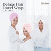 Cotton Hair Towel Wrap for Women/Kids | Quick Dry, Soft & Absorbent 420 GSM Hair Wrap Towels with Double Button | Anti Frizz, Non Microfiber Hair Turbans for Curly, Long Hair (White+Pink+Lilac)