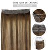 VINBAO Human Hair Extensions Wire Hair Ombre Chocolate Brown to Blonde 70g 16 Inch Hairpiece Straight Human Hair Extensions Invisible Fish Line Hair Extensions for Women (#4274 16in)