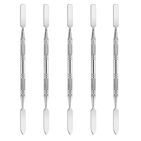 Wismee 5Pcs Makeup Spatula tool metal Set Professional Beauty Stainless Steel Cosmetics Mixer Long Metal Spatula Depotting Mixing Tool (#2)