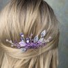 Aimimier Bridal Purple Crystal Leaf Hair Comb Amethyst Hair Piece Wedding Hair Accessories for Women and Girls (Purple)