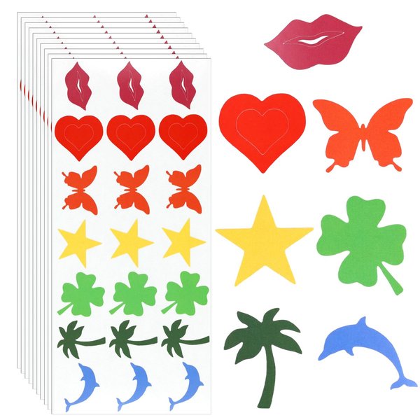 210pcs Tanning Sunbathing Stickers, Various Styles Colorful Tanning Stickers Self-Adhesive Tanning Bed Stickers Sun Bed Stickers Tan Stickers for Body Summer Indoor Outdoor