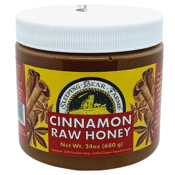 Cinnamon Raw Honey - Untreated Unprocessed Creamy Raw Honey w/Certified Organic Cinnamon - Sleeping Bear Farms