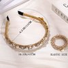 Sinalty Gold Jeweled Headbands Pearls Rhinestones Baroque Hair Bands Crystal Hair Hoop with Beaded Hair Ties for Women (Fashion)