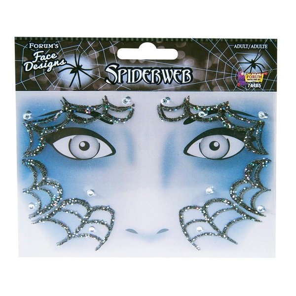 Forum Novelties Face Designs Stick On Accessory with Glitter & Crystals (Spiderweb)