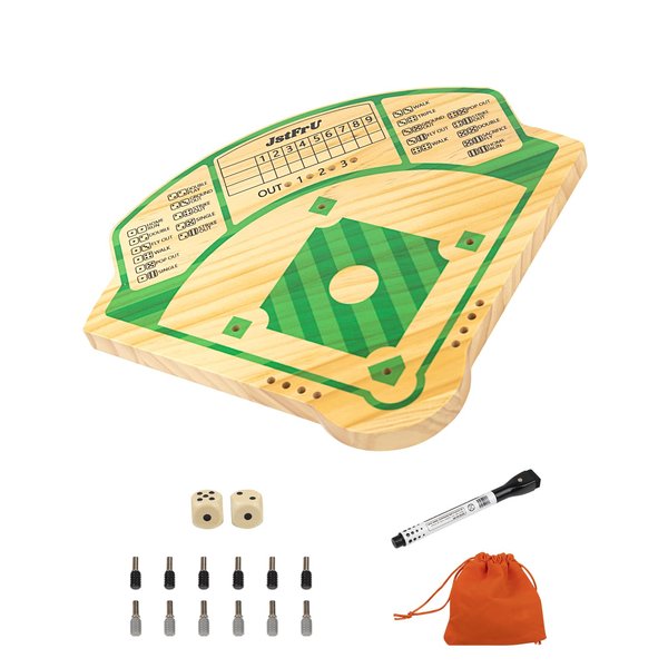 Baseball Board Game,Baseball Dice Board Game,Solid Wood 20mm Thick,10 Pieces and Dice,Markers,Manual Included,Portable