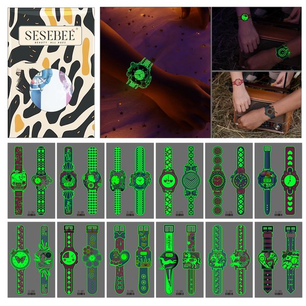 Luminous Watch Tattoos for Kids, 24PCS Kids Unicorn Glow Tattoo, Boys and Girls Glow Tattoo Stickers, Waterproof Glow Tattoo Stickers, Kids Party Favours, Birthday Party Favors Goodie Bag Fillers