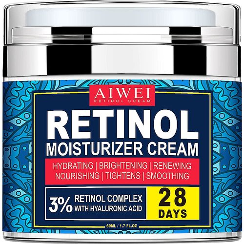 AIWEI Retinol Cream - Boosts Collagen, Hydrates and Brightens Skin - Face Moisturizer for Men and Women - 1.7 oz