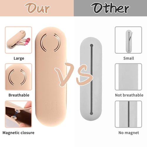 Azmoncy Pink Makeup Brush Holder Bag, Silicone Travel Makeup Bag, Blender Case Organizer, Travel Essentials for Women