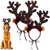URATOT 2 Pack Dog Cat Light Up Christmas Reindeer Headbands LED Deer Headwear Party Hats for Pets Christmas Party Favors