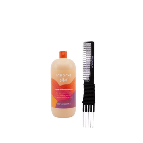 Inebrya Color Perfect Shampoo (33.81 oz) with Teasing Comb Pack of 1