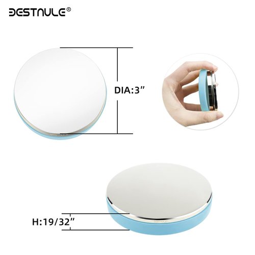 BESTNULE Professional Steel Bench Block, Covered with TPR Soft Plastic at The Bottom, Metal Stamping Table Mirror, Polishing with Chrome Plating for Jewelry Stamping Tools, (Dia: 3”, H: 19/32”)