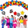 Glimin 48 Pcs Dirt Bike Balloons Party Decorations Motocross Race Car Theme Checkered Flag Helmet Wheel Tire Foil Balloon Birthday Party Decor for Girl Boy Dirt Bike Sports Racing Party Supplies