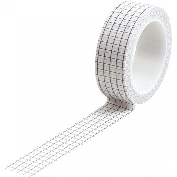 Calsgkspray White Grid Tape Decorative Stickers Wide Adhesive Paper Masking Tapes for School Supplies, Party Theme DIY Decor, Gift Box Decoration Washi Tape (15 mm)