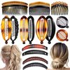SHEHARUHI 18 Pieces Banana Hair Clips Classic French Hair Comb Set Fishtail Plastic Twist Hair Clip Ponytail Accessories for Women Girls, 9 Styles