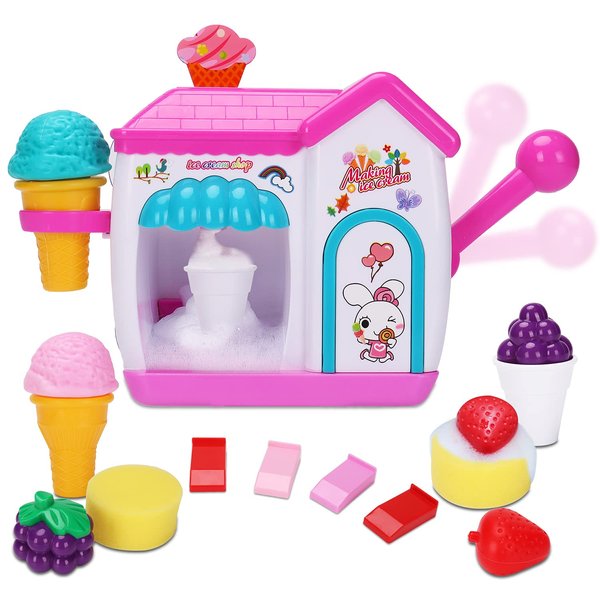 AugToy Bath Toys for Toddlers 3-5 Years, Ice Cream Foam Maker Bath Toys for Kids Ages 4-8, Bubble Pretend Cake Play Set Bathtub Toys Age 3 4 5 Year Old Girls Boys Christmas Birthday Gifts Idea Easter