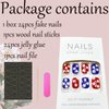 4th of July Press on Nails Short Square Fake Nails Patriotic White Five-Pointed Star Glue on Nails Independence Day Red Blue White Design Acrylic Nails False Nails for Women Girls Manicure Decor 24Pcs