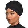 XTREND 1 Piece Stretch Jersey Head Wrap Solid Turban African Extra Wide Turban Breathable Soft Fashion Headwraps Halo Turban for Women (Black)