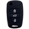 Ezzy Auto 3 Buttons Remote Skin Jacket Silicone Cover Key Case Holder Bag Key Fob Skin Covers Replacement fit KIA Sportage Optima Rio Soul (Black)