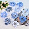 Yonchic 10-Piece Plaid Polka Dot Solid Colorful Scrunchies for Women Girls, No Damage Elastic Hair Ties, Bulk Ponytail Holder Hair Bands, Fashion Rubber Band Hair Accessories for Thin Thick Hair(Blue)