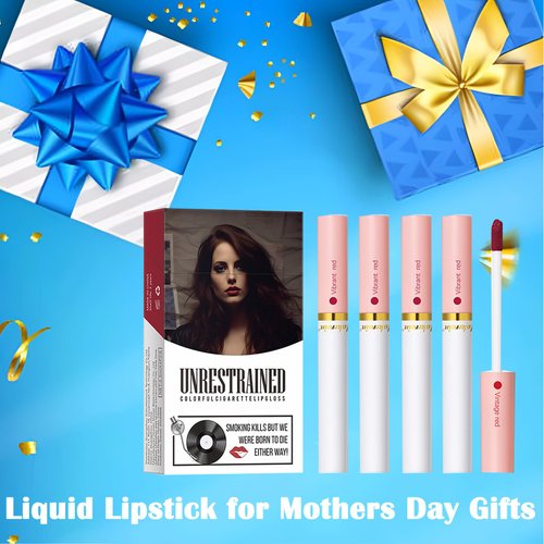 MEICOLY Lana Del Rey Lipstick Cigarettes,4 Colors Lip Stain Set for Mothers Day Gifts,Tube Matte Lipstick,Waterproof Long Lasting Lip Gloss Lip Tint,Matte Liquid Lipsticks Lip Makeup,Set 3