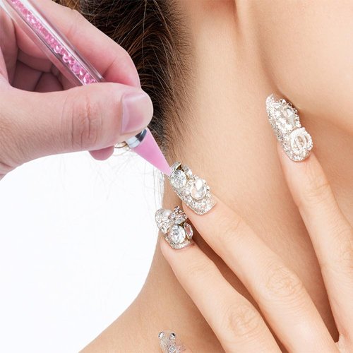 Diamond Painting Pen Nail Rhinestone Picker Dotting No Wax Pencil Dual-ended Gems Crystal Beads Handle Manicure Nail Art DIY 5D Diamond Art Painting Accessories Decoration Tool (Blue)