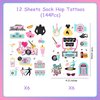 Serencatcher 144pcs 50's Theme Party Decorations Sock Hop Tattoos, 1950s Shake Rattle Rock and Roll Temporary Tattoos Stickers for Retro Props 50s Sock Hop Party Favors Theme Adult Birthday Party