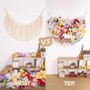 YKBU Stuffed Animal Net or Hammock Wall Hanging Net for Stuffed Animal Storage Macrame Toy Display Plush Toy Holder Soft Toy organizer for Nurery Baby Bedroom Playroom-Cream