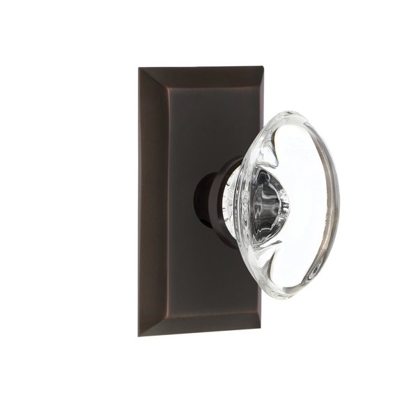 Nostalgic Warehouse Studio Plate with Oval Clear Crystal Glass Knob, Single Dummy, Timeless Bronze