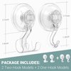 Suction Cup Hooks, BUDGET & GOOD Reusable Waterproof Shower Hook, 4Pcs Vacuum Suction Hooks - Razor Holder - Wreath Hook - Multi-Use for Bathroom Kitchen Office, Storage & Organization for Accessories