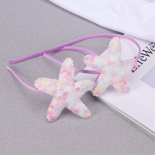 Geosoo Starfish Headband Laser Mermaid Hair Band for Women Girls Lavender Glitter Sea Star Hairbands Head Wear Gifts Birthday Baby Shower Cosplay Party Hair Accessories Decoration