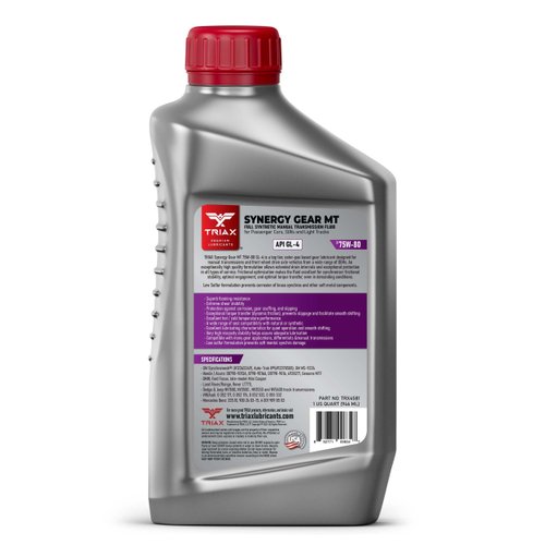 TRIAX Synergy Gear Max MT 75W-80 GL-4, Full Synthetic Manual Transmission and Gear Box (1 Quart)